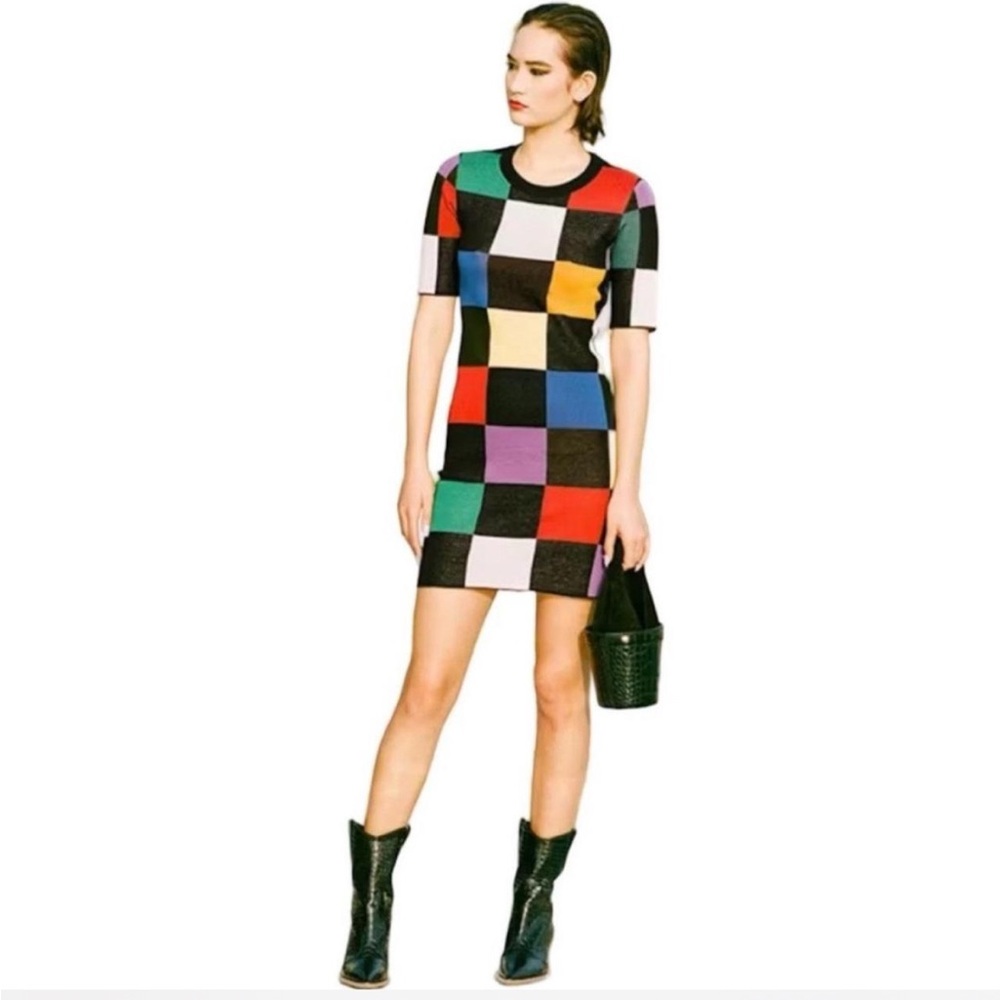 Staud Multicolor Patchwork Mini Dress - image 1